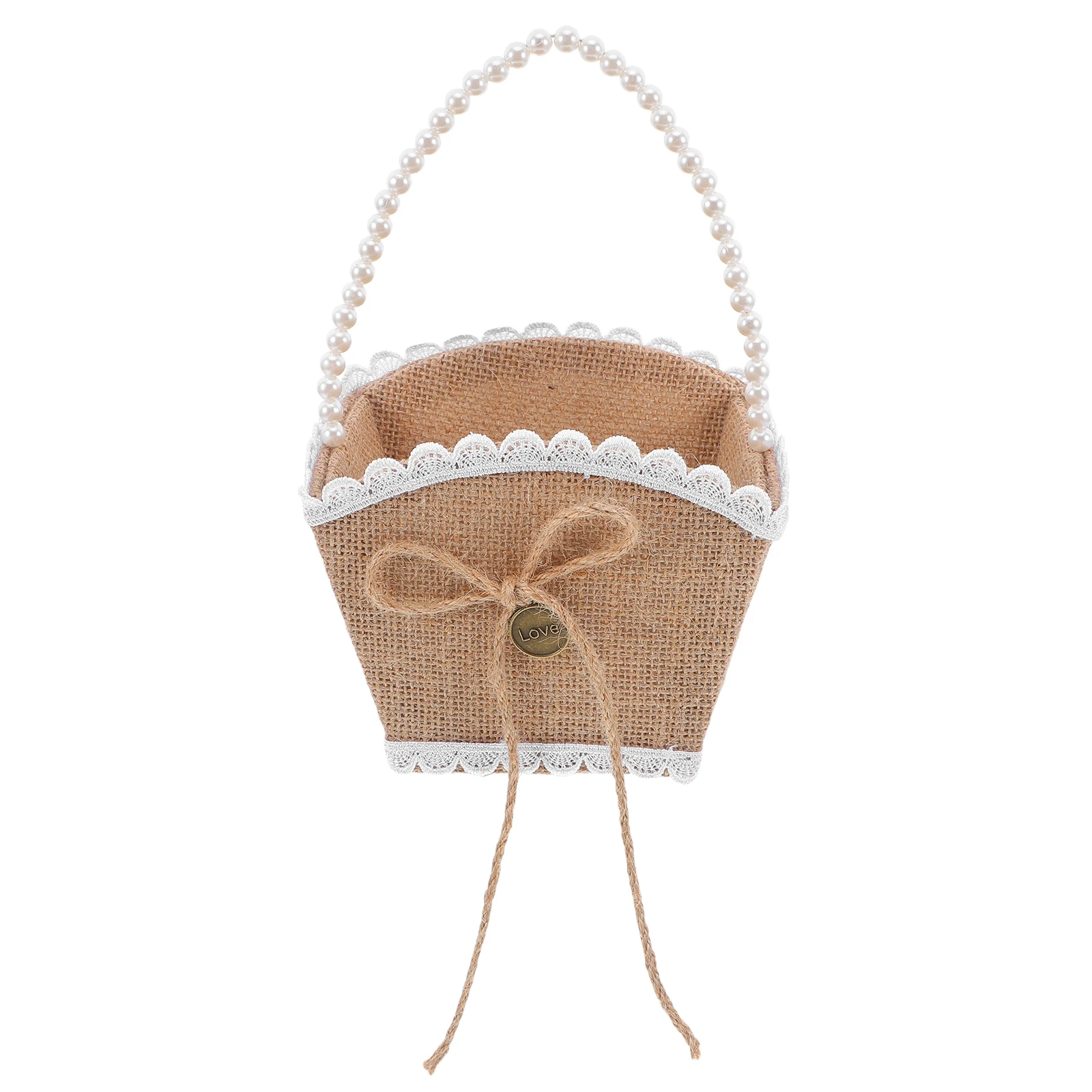 

Wedding Flower Basket Bride Cute Girl Cotton Linen Baskets Bridal Child Prop Elegant Lightweight Romantic Handwoven Versatile