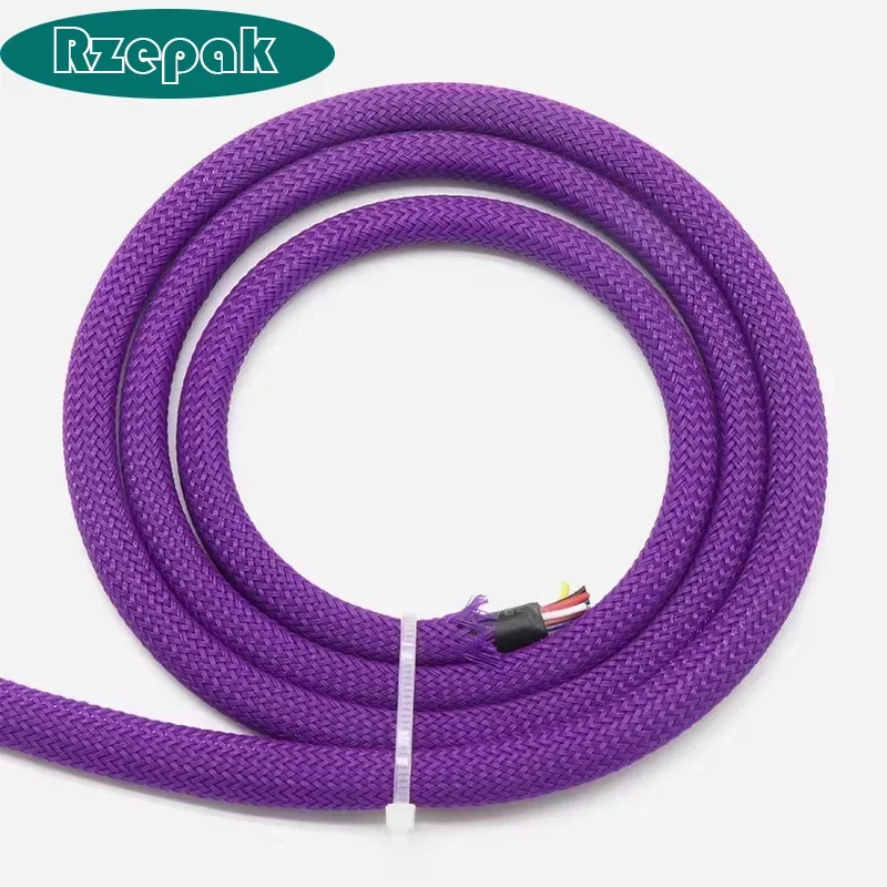 1-50mm Purple PET Braided Sleeves 240mm High-Density Insulated Snake Skin Wire Sheath