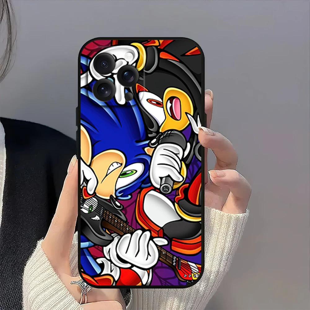 Game S-Sonics-c-Cool H-Hedgehogs Phone Case for iPhone 12 11 14 15 13 16 Max Plus Pro Black Soft Silicone Cover