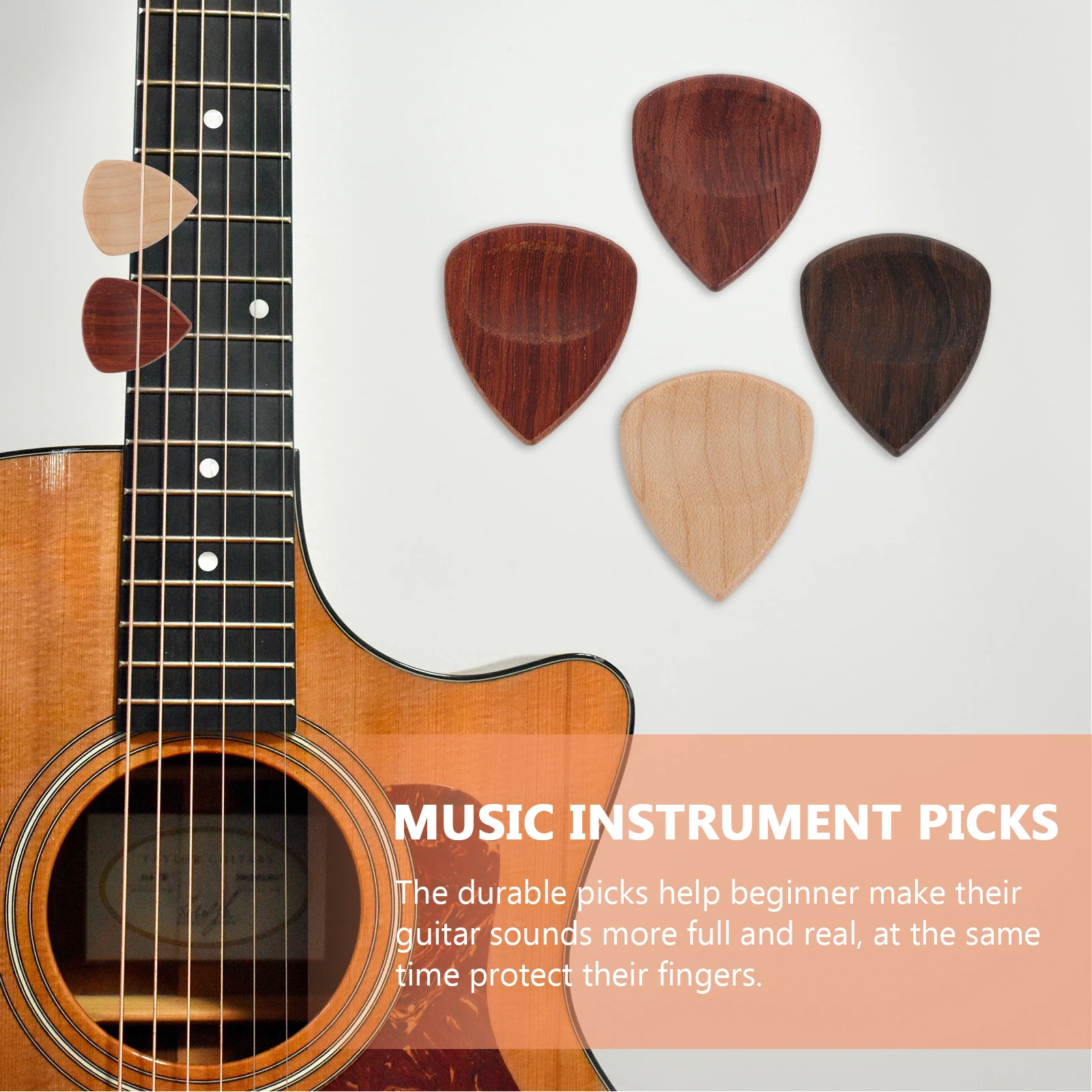 

4 Pcs Guitar Picks Wooden Plectrums Instrument Supplies for Guitars Electric Portable