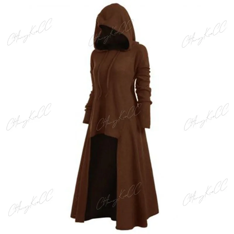 Vestido de festa com capuz feminino, Robe, Manto, Cavaleiro, Gótico, Fantasia, Mascarada, Cosplay, Túnica, Outono, Inverno, Férias, S-XXXXXL