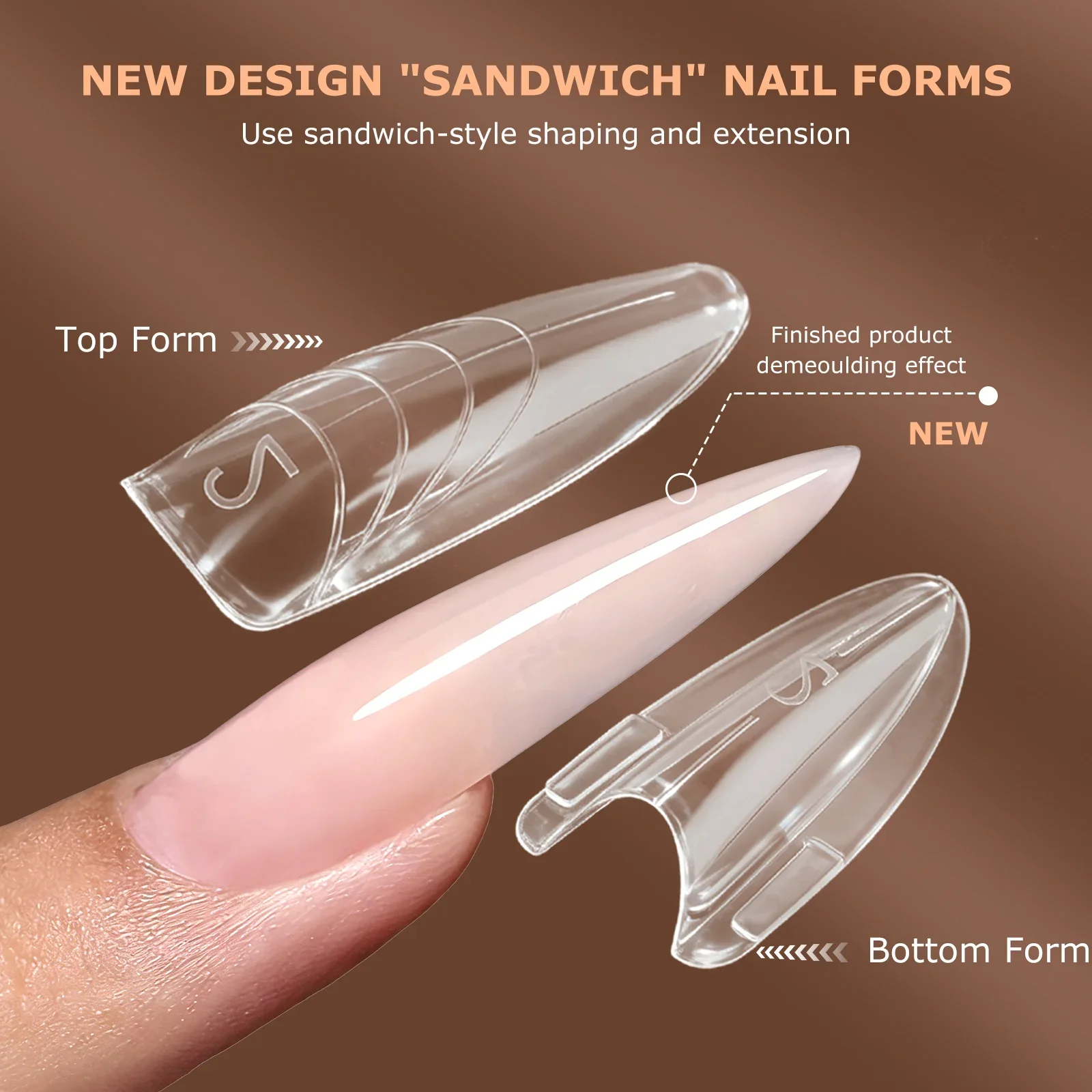 280pcs/Box Sandwich Dual Nail Forms Reusable 14 Sizes Transparent Nail Forms For Rapid Nail Extension Nail Tools Nail Supplies