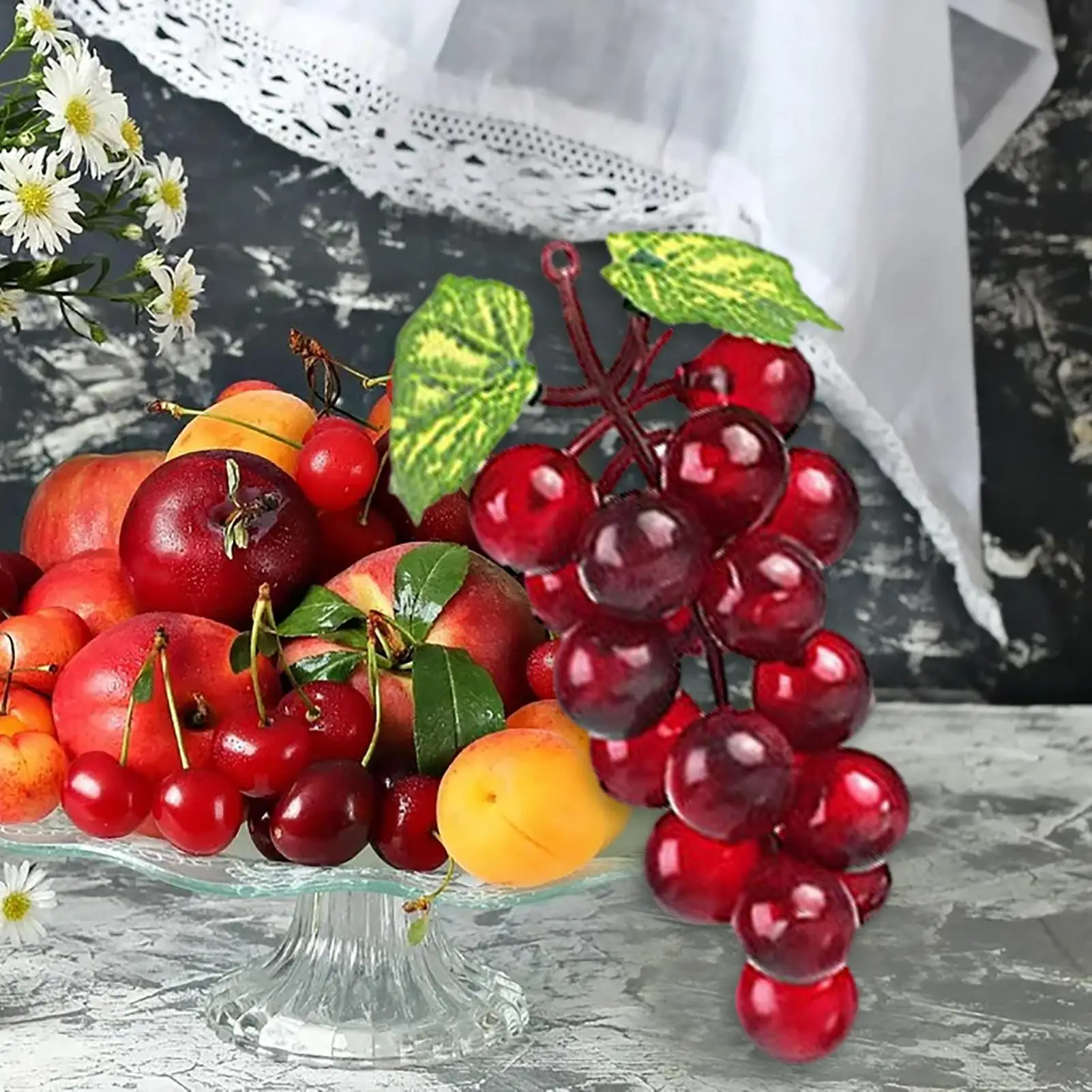 Artificial Grapes Cluster Matte Finish Fake Grapes Bunch 18pc Artificial Decorative Grape Ornaments exquisite  Fruit Party Decor view 4