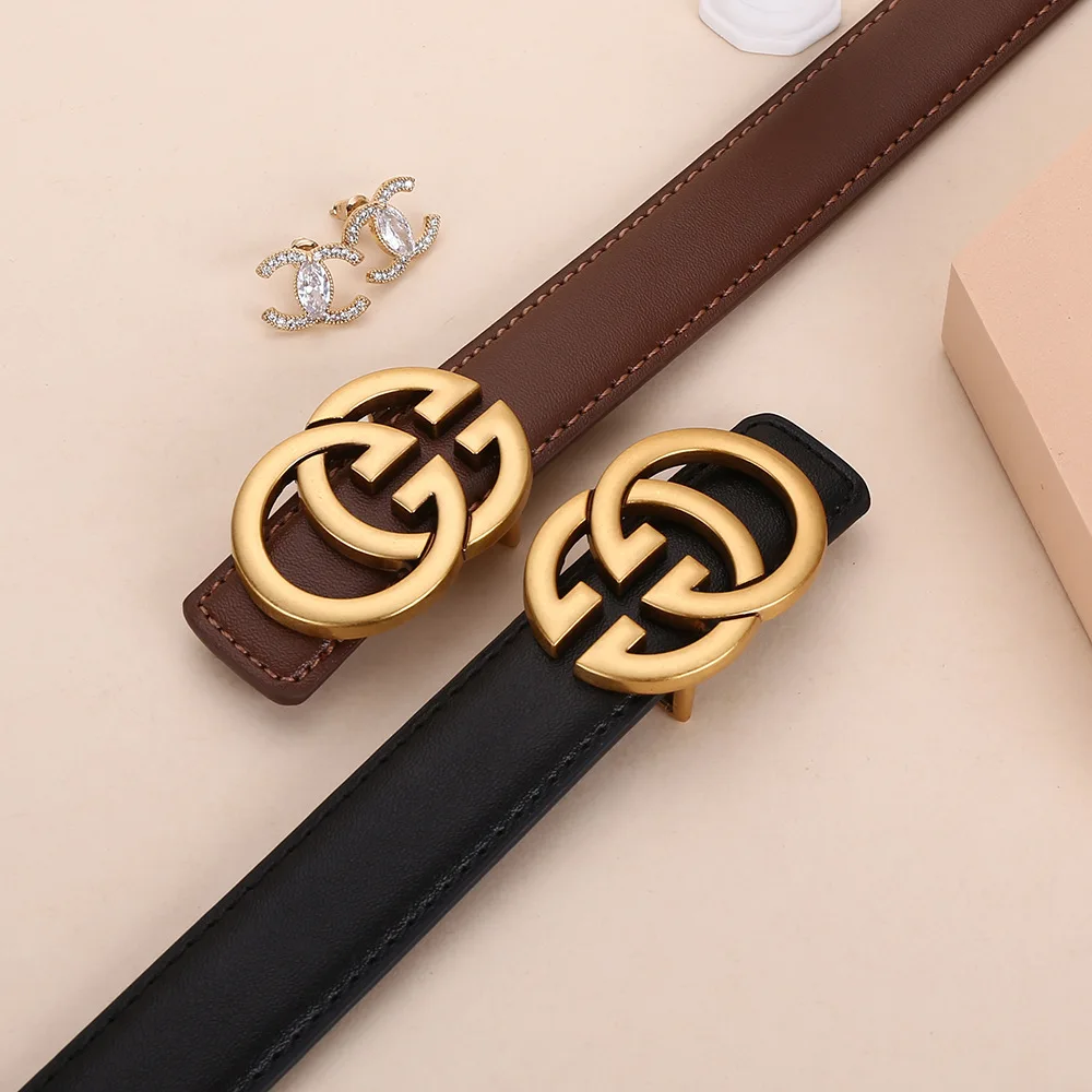 New Fashion Women's Belt Business Alloy Letter Button Head Everyday Versatile Decorative Jeans Pants Business Women's Belt