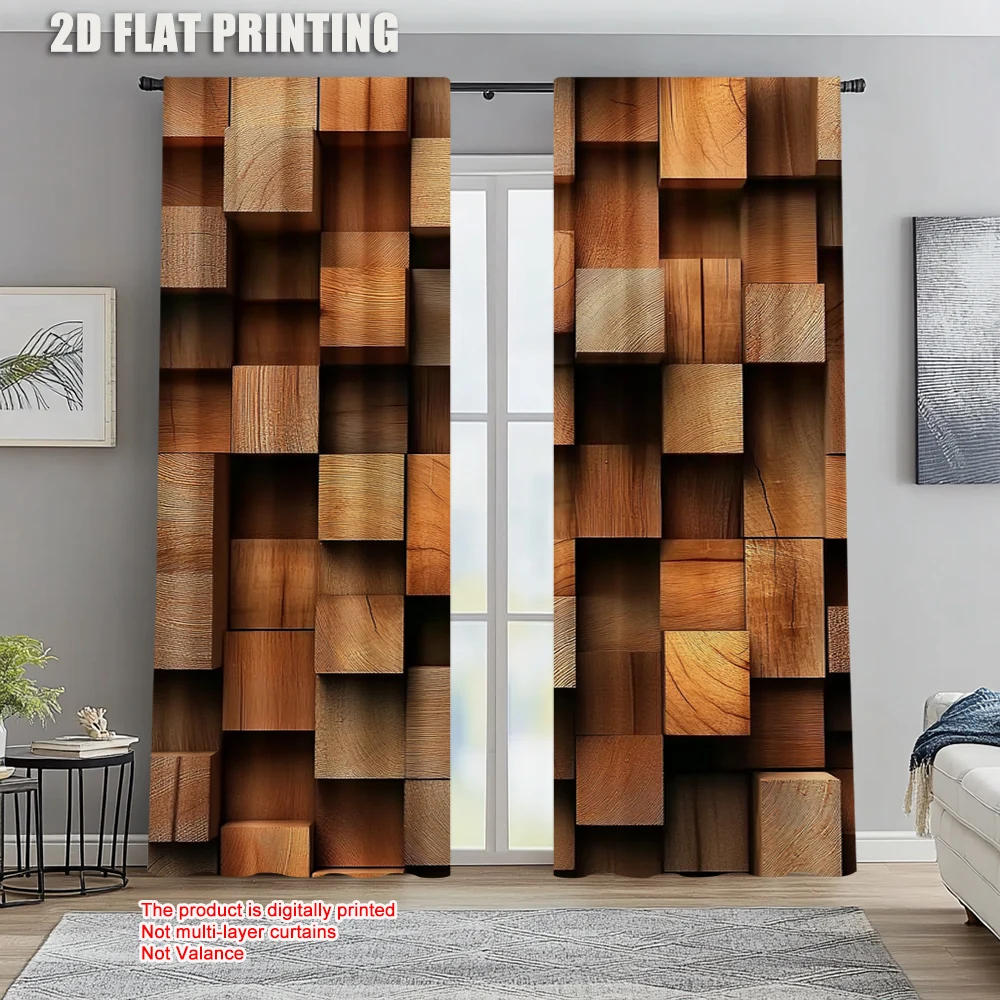 

2pc, Party Curtains Wood Versatile Fabric,Without Electricity summer party decorations Applies to All Occasions decorate