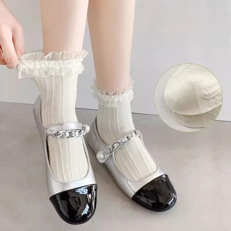 New Designer Socks JK Kawaii Lace Socks Japanese Fashion Cute Lolita Soft Ankle Sock Summer Thin Bowknot Ruffle Mid Tube Socks