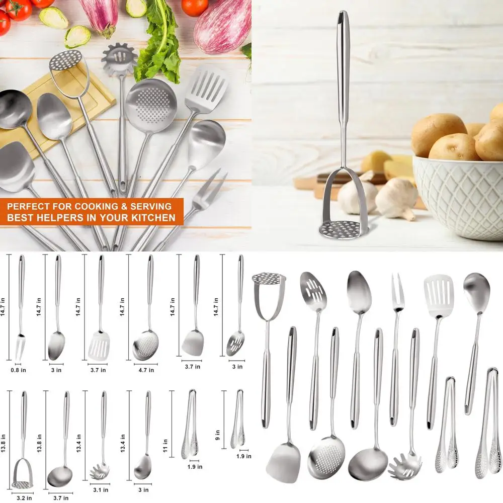 

Набор кухонной утвари премиум-класса из 12 предметов из нержавеющей стали, сверхпрочные металлические кухонные инструменты