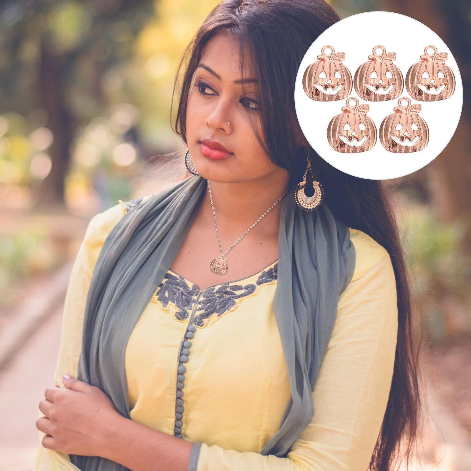 

100 Pcs Bead Pumpkin Pendant Fall Decor Halloween Light Alloy Shaped DIY Earring Pendants