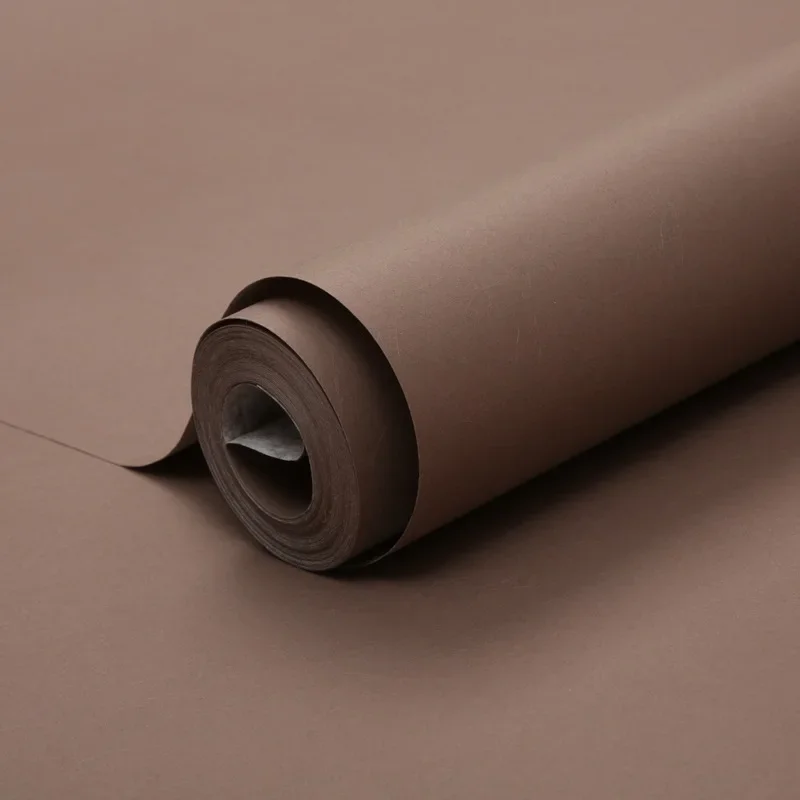 Dark Coffee Plain Silk Wallpaper Bedroom Living Room and Hotel Engineering Pure Black Simple Nordic Non-Woven Wallpaper