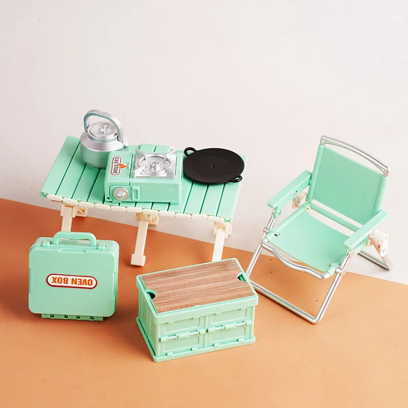 Maison de jeu pour enfants, jouets, chaises pliantes de Camping sur le terrain, Table de pique-nique, poêle à Cassette, Mini maison de poupée, modèle d'ornement