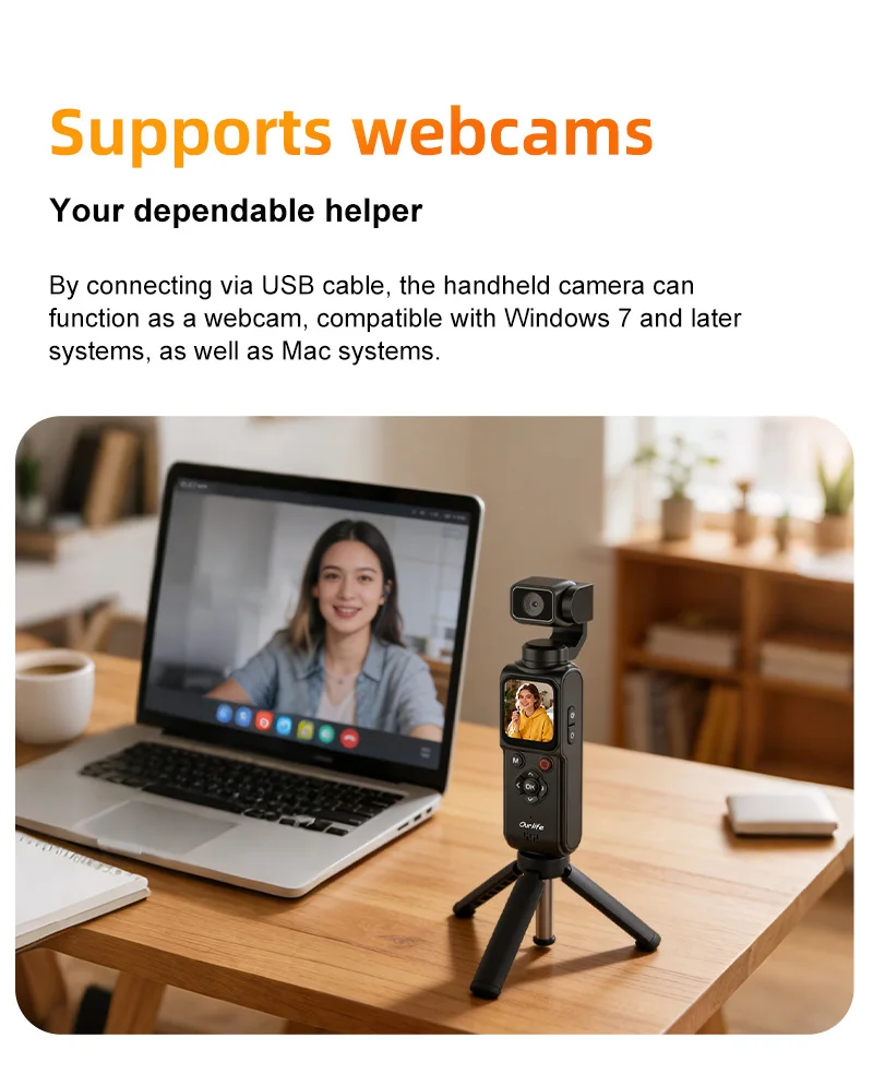Ourlife 4K Pocket Action-Kamera 330 ° Auto-Rotierende Sportkamera mit Touchscreen, Gesichtsverfolgung und tragbarem Vlog-Videorekorder – Detail 13