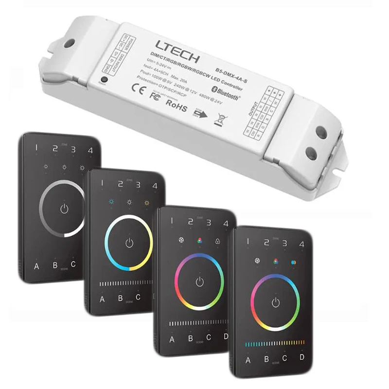 / LTECH Bluetooth+DMX/Programmable Touch Panel UB1 Dim UB2 CCT UB4 RGBW UB5 RGBWY DC12-24V DMX512 Bluetooth Touch Panel