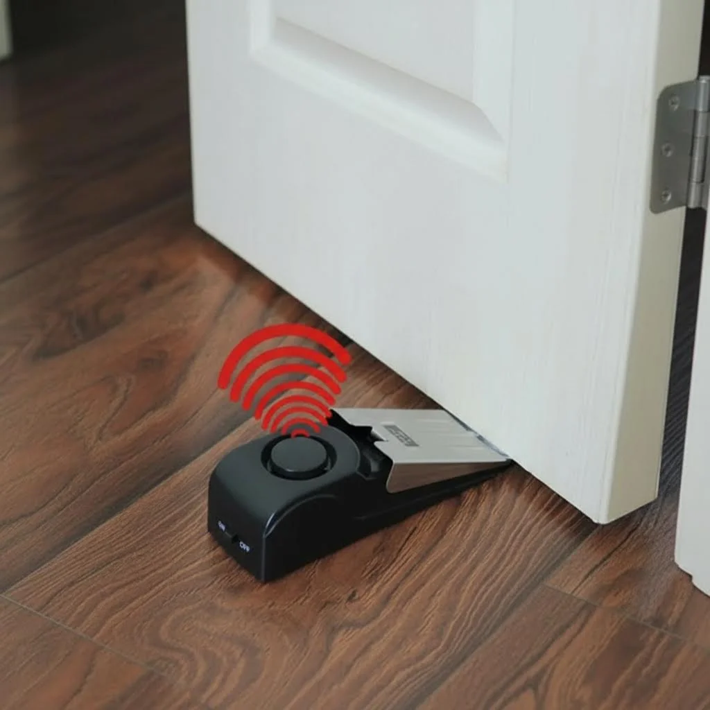 Mini Wireless Door Stop Alarm 120dB Wedge Shaped Security System Block for Home Alert 1 Pc