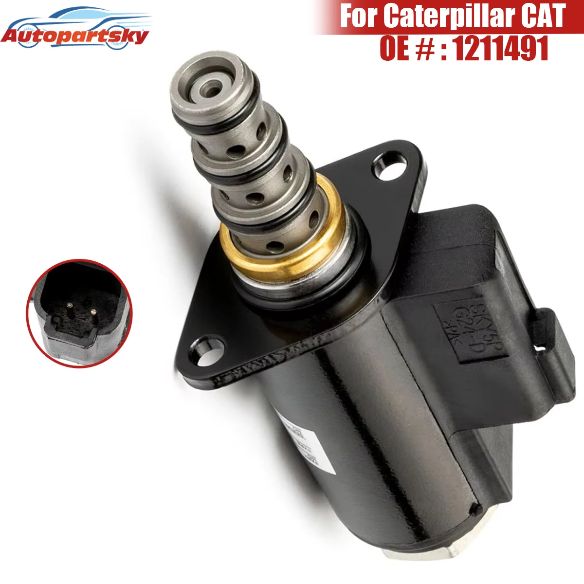 

New Rotary Solenoid Valve 121-1491 For Caterpillar CAT 315C 320C 325C 330C 330D E320B E320C E320D 121-1491-AD5 1211491 121 1491