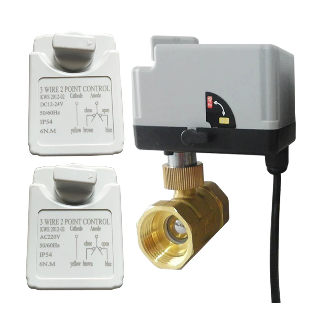 3 Way/2 Way Brass Motorized Ball Valve AC220V DC12V-24V 3-Wire 2-control Electric Actuators with Manual Switch DN15/20/32/40/50