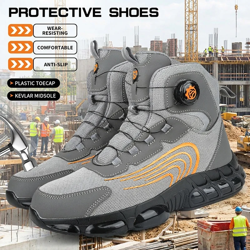 2026 Unisex High Rise Steel Cap Anti-Puncture Safety Shoes for Factory, Warehouse & Outdoor Work Lathe Processing, Logistics