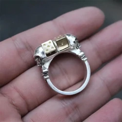 Ring That Can Be Played with During Leisure Time Skull Head Gold Color Dice Ring with Rotatable Fashion Hip Hop Personality Ring