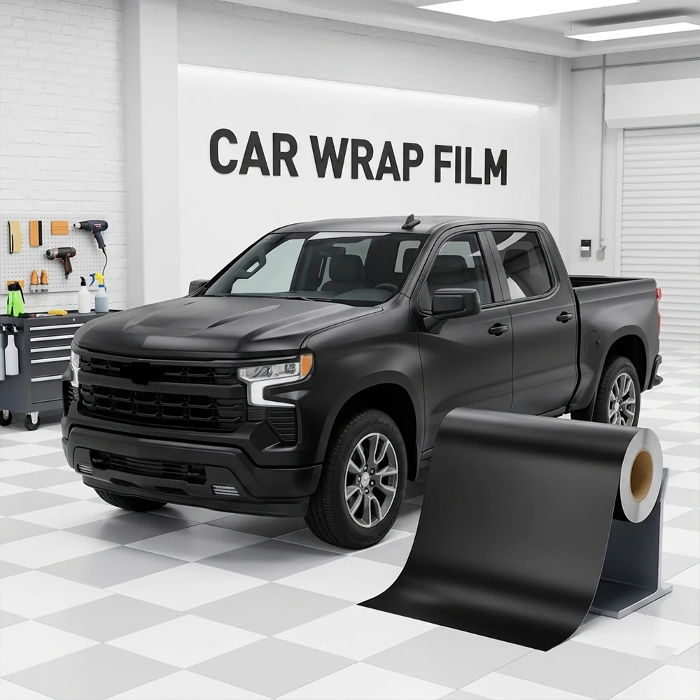 

Car Wrap Roll Vinyl Film Matte Black for Chevrolet Silverado 1500 2500 T1 LTZ ZR2 RST Double Crew Cab Pickup Body Color Change