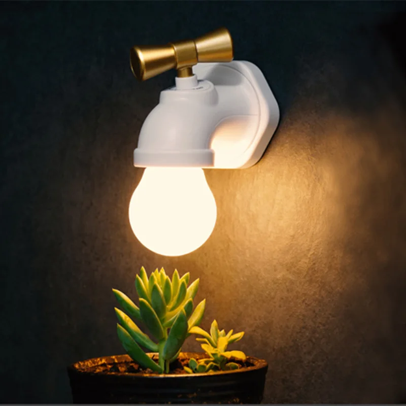 

Creative Faucet Night Light Bedside Table Lamp Corridor Entrance Staircase Led Wall Light Intelligent Usb Charging Sensor