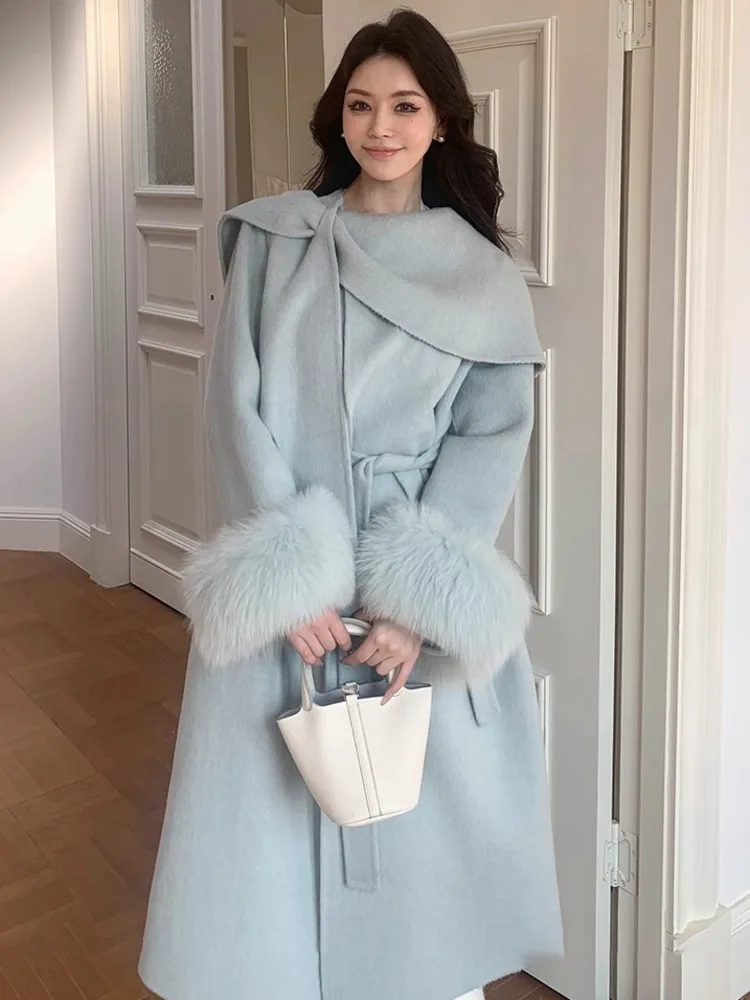 ZMEENNA 여성용 세련된 카멜 울 블렌드 롱 코트 루즈핏 노치 라펠 겨울 아우터 클래식 세련된 따뜻한 오버코트 ZM3340