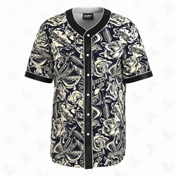 Tattoo Pattern Baseball Jersey Hip Hop Hop Pullover Short Sleeve Sports Jerseys Softball Stitch Button 3D Printed Men's T-shirt