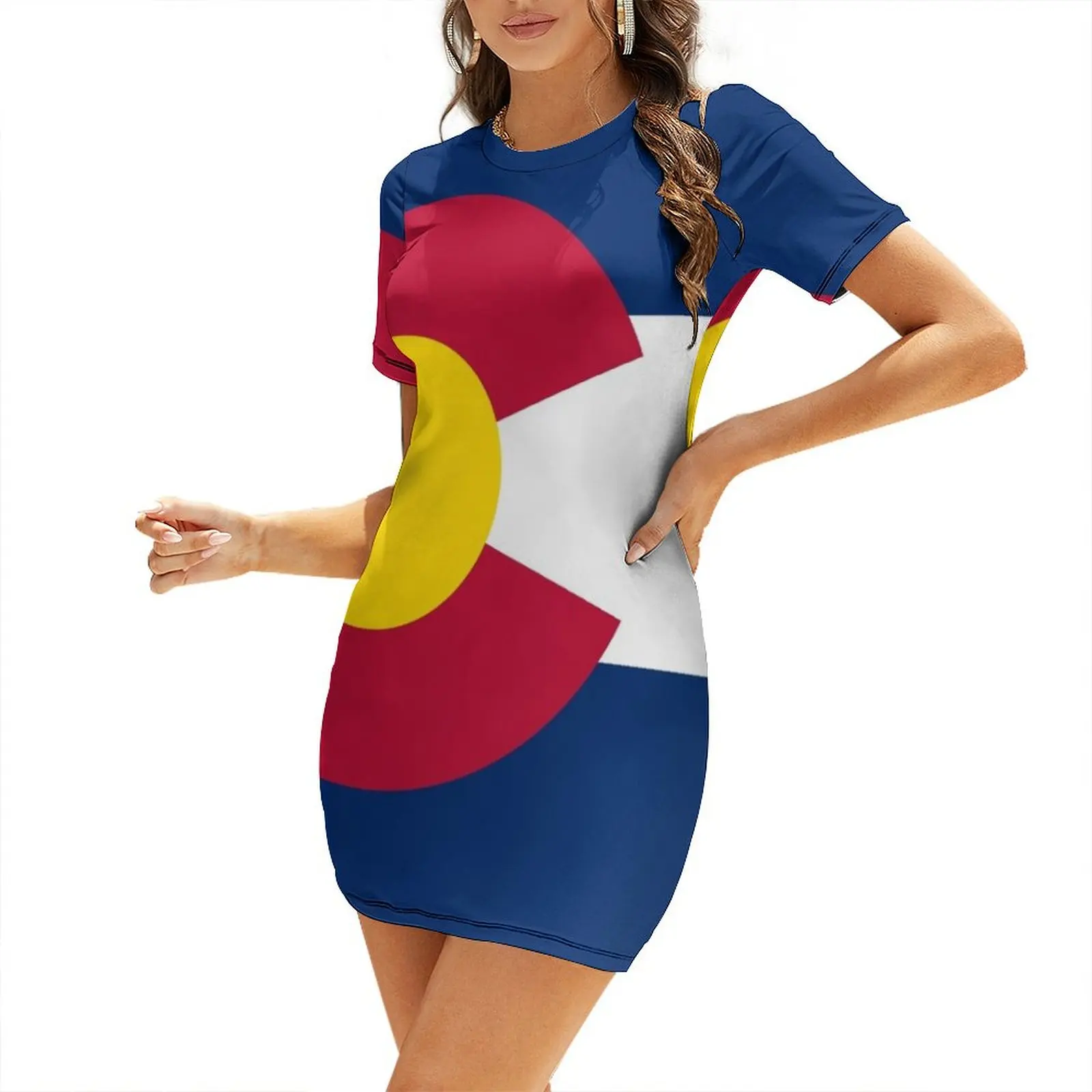 Flag of Colorado Short Sleeved Dress prom dresses 2024 ladies dresses for women 2024 Women's dress