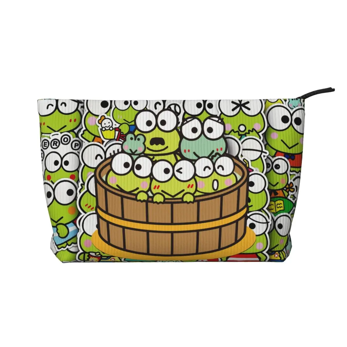 

Custom Cartoon Kero Kero Keroppi Anime Makeup Bag Women Travel Cosmetic Organizer Corduroy Storage Toiletry Bags