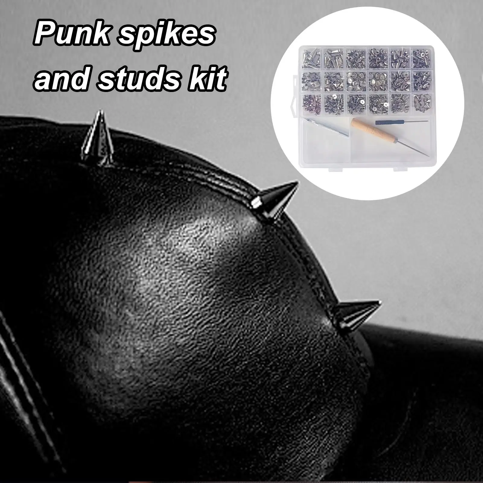 

Шпильки для одежды, 455 шт., декоративные заклепки из цинкового сплава, 11 размеров, шпильки для куртки с крепежными инструментами и коробкой для готического пояса, шляпы