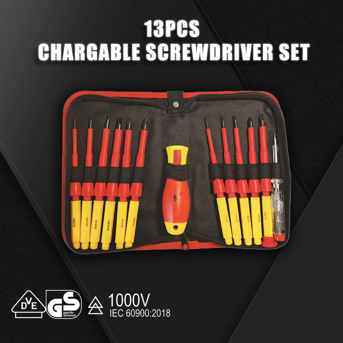 SFREYA S675‑13 13Pcs Insulated Precision Screwdriver Set,Includes Multi‑Type Screwdrivers,for Electrician Electrical Maintenance