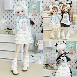 1/4 Bjd Doll Splicing Color Long Short Sleeve T-shirt 1/4 Bjd Cake Skirt Double Layer Group Two Color Sleeve Socks Gift Toy