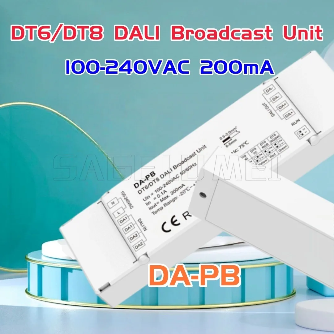 

DA-PB(DT6/DT8) Skydance 100-240VAC 200mA 4-in-1 DT6 and DT8 DALl broadcast unit for expanding DALl circuits DALI Broadcast Unit