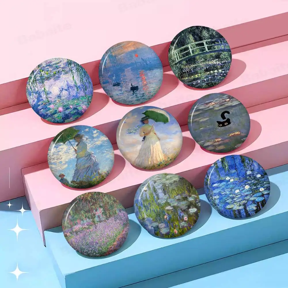 Water Lilies Claude Monet Fine Art 58mm Cute Series Pins Funny Badge Interesting Animal Brooches Backpack Clothes Gift Accessory