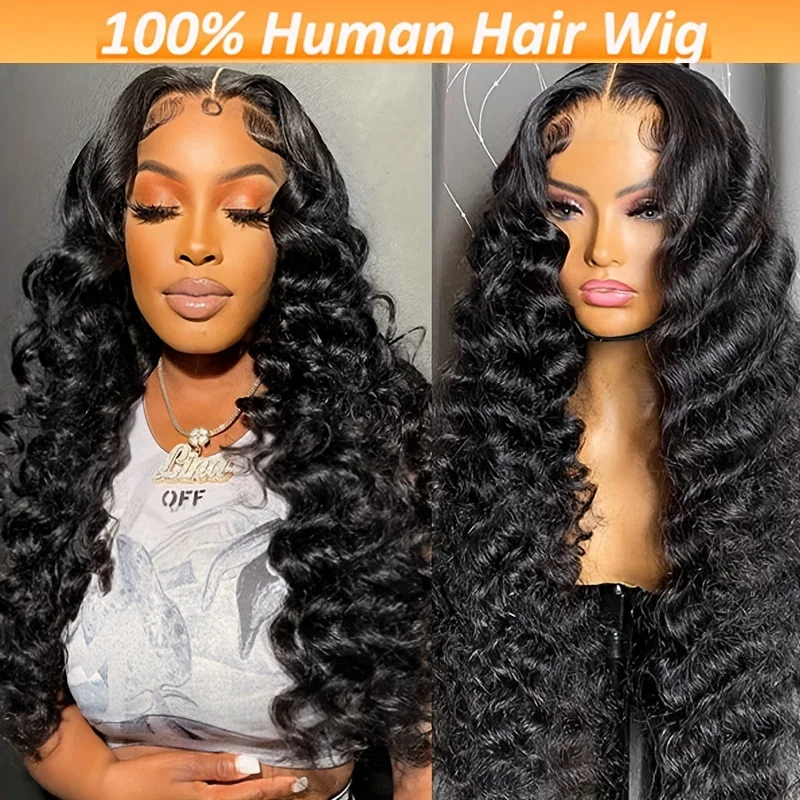 

30 38Inch Loose Wave Wigs Human Hair Black Deep Wave 13x4 HD Lace Frontal Curly Lace Front Human Hair Wig Brazilian For Women