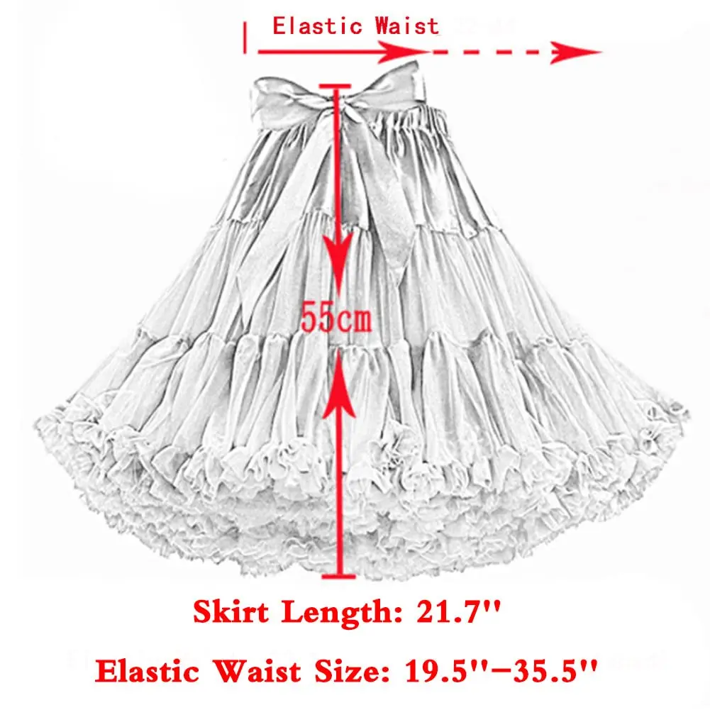 Women's Petticoat Puffy Tutu Tulle Skirt 3 Layers Fluffy Cosplay Skirts Ballet Dance Pettiskirts Underskirt 55cm