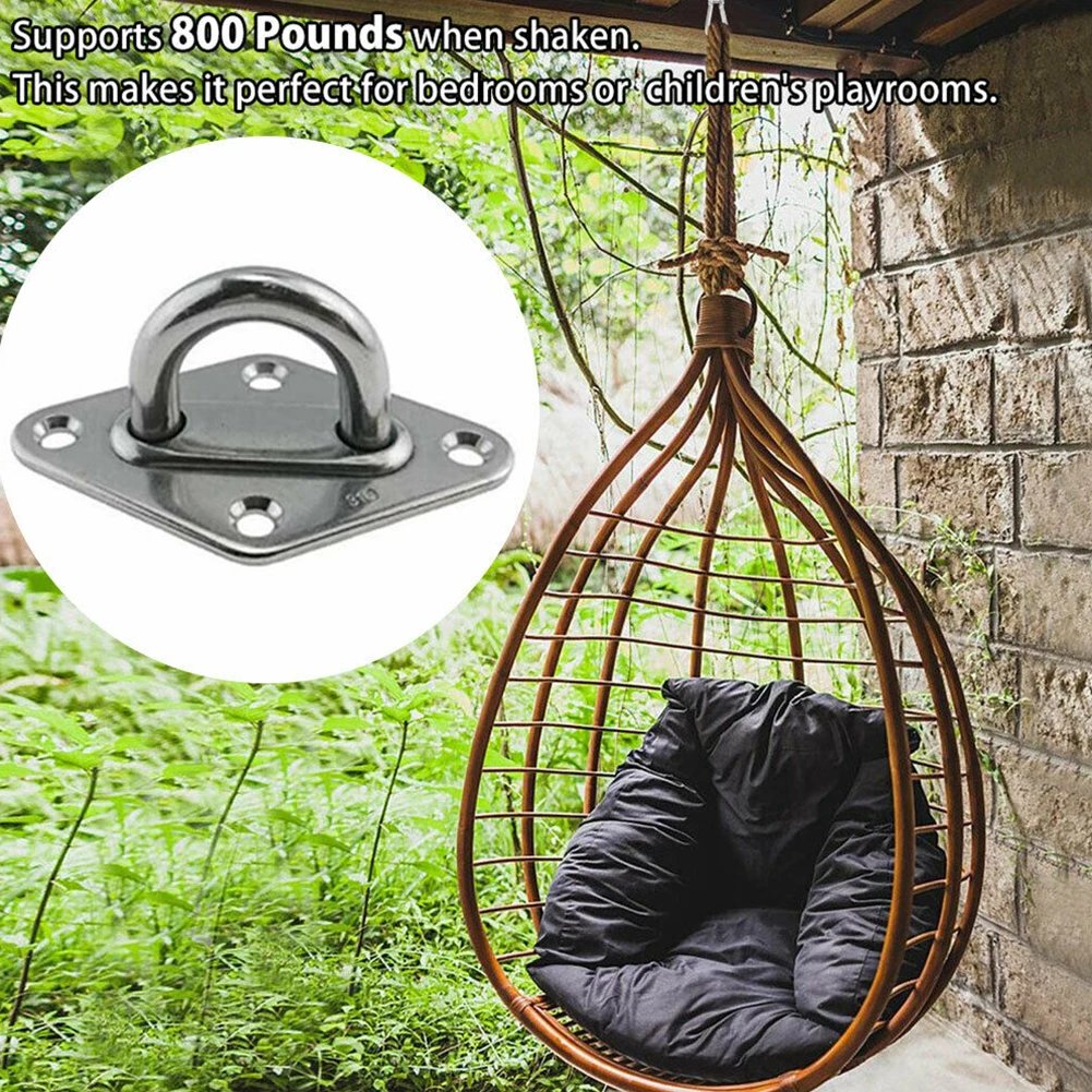 Stainless Steel Ceiling Wall Mount Hook Heavy Duty Anchor Eye Plate For Boat Yoga Swing Hammocks Full Welding Hanging Hooks