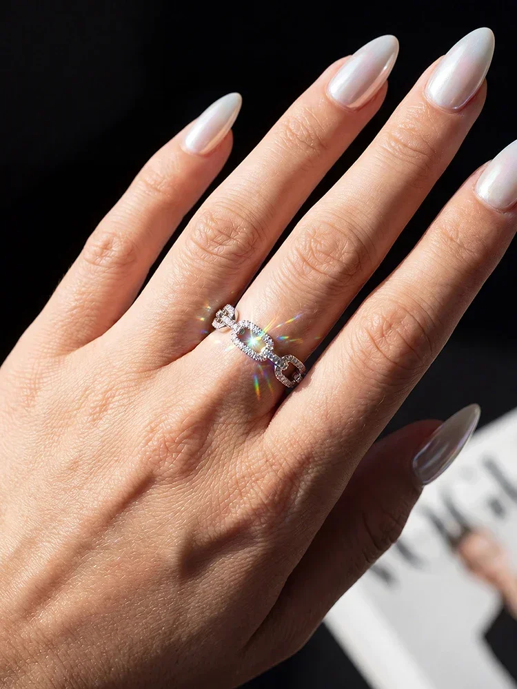 GRA Echter runder Moissanit-Diamant mit Zertifikat, Ringe für Frauen, Jahrestag, Hochzeit, 925er Sterlingsilber, edler Schmuck – Detail 3