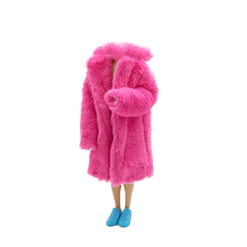 30CM Doll Clothes Fashion Long Fur Coat Big Collar Plush Overcoat For 27-29cm Dolls Accessories Everyday Wear Kids Toy