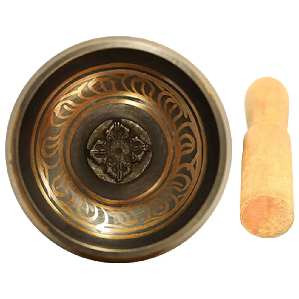 1 Set Singing Bowl Buddha Sound Tibetan Meditation Copper Singing Bowl Yoga Meditation Accessory for Home Temple Relaxation