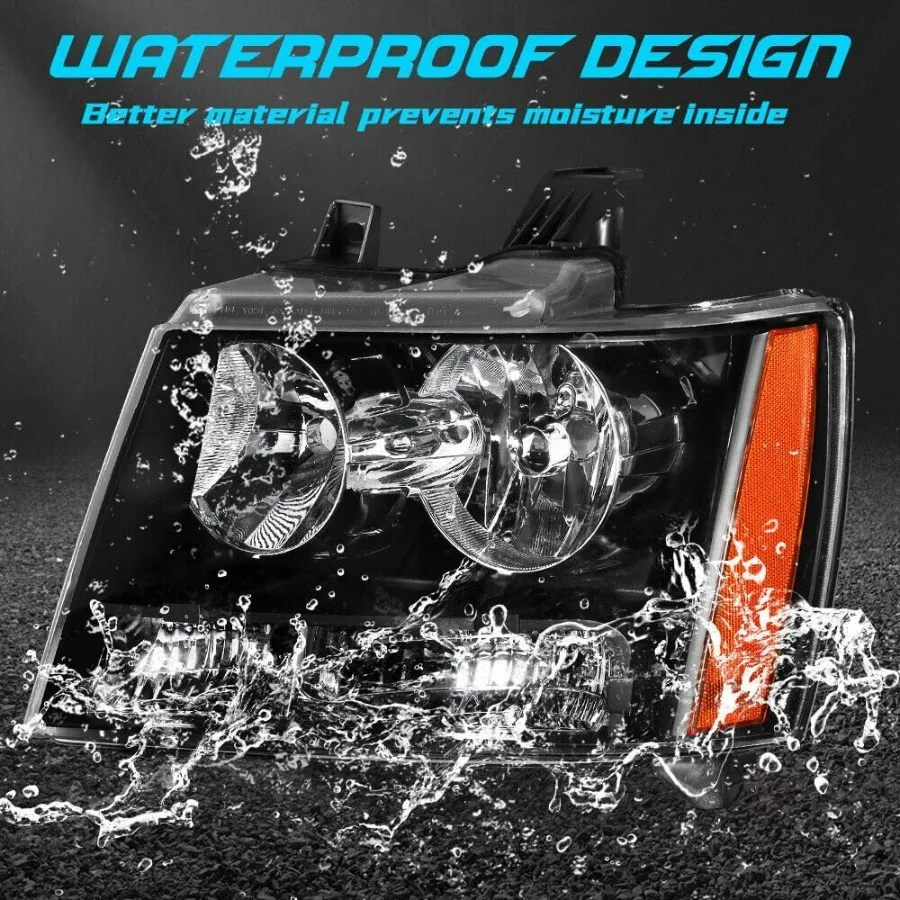 مجموعة مصابيح أمامية متوافقة مع 2007-2014 تشيفي تاهو سوبربان 1500/2007-2013 شيفروليه أفالانش سوبربان 2500 مع لمبة مع B #4