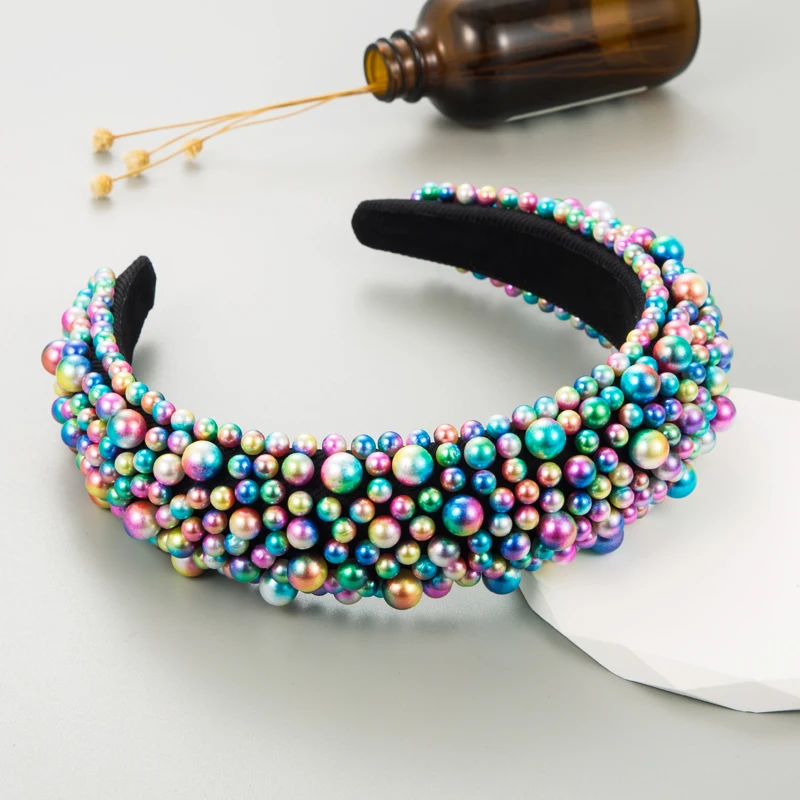 Cross border New Versatile Fashion Pearl Sponge Wide Edge Headband High Head Top Hair Clip Elegant Hair Jewelry