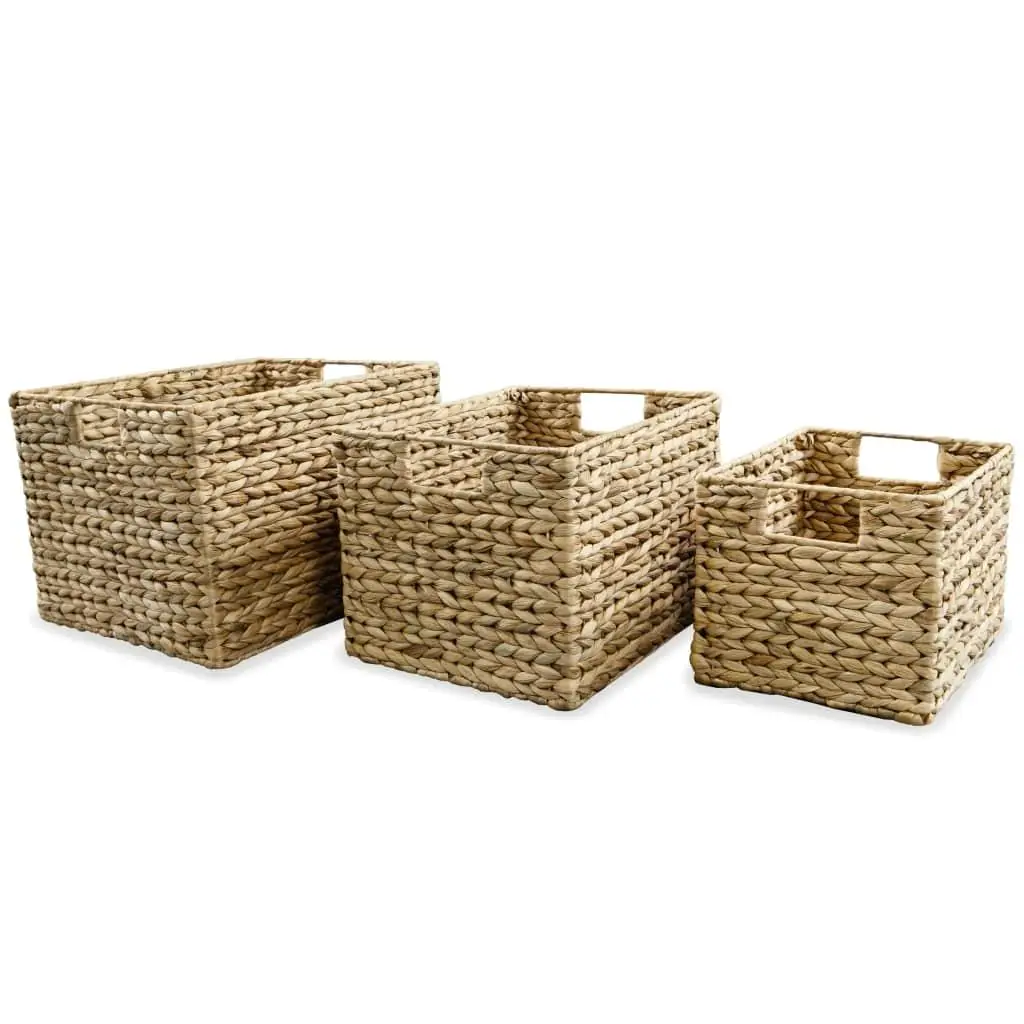 3-Piece Water Hyacinth Storage Basket Set for Home Organization - Eco-Friendly Decor