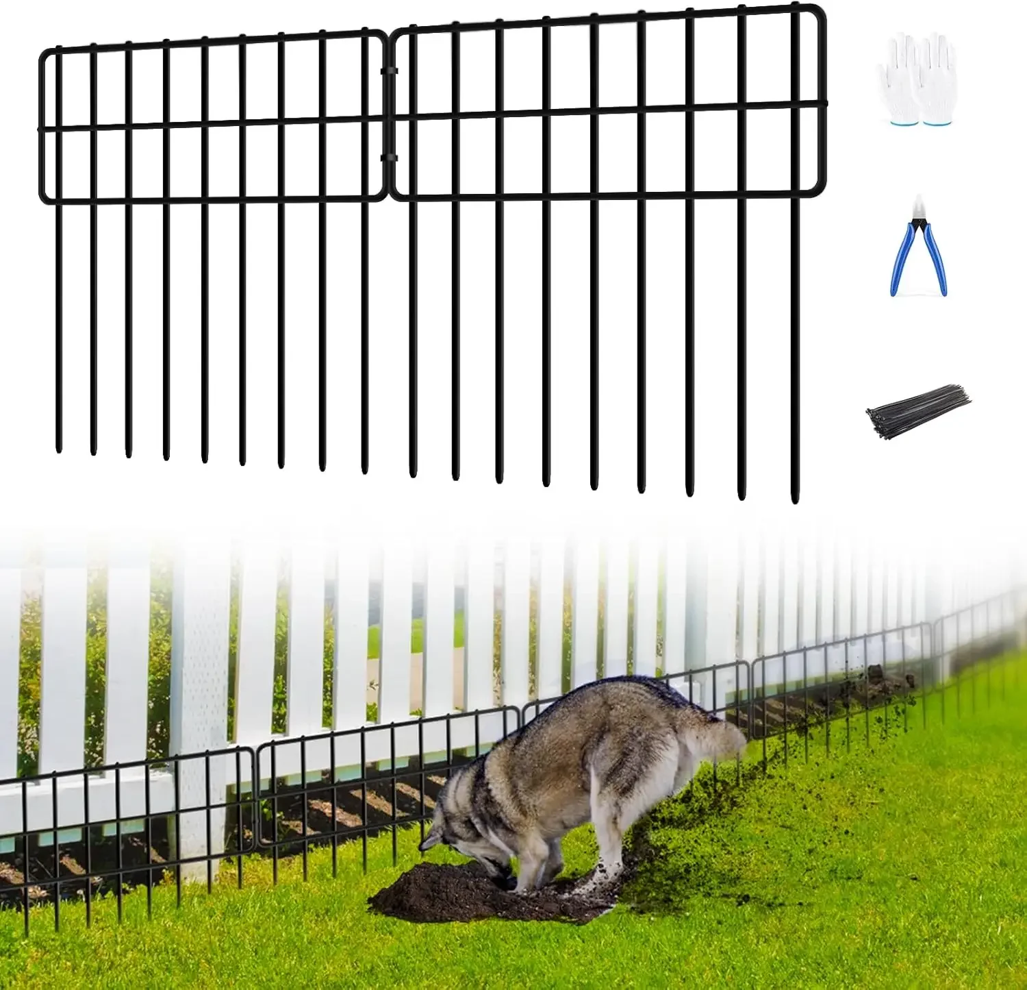 

30 Panels No Dig Fence, Animal Barrier Fencing, 13in(H) x 30ft(L) Fence Barrier for Bottom, Rabbit Fencing for Garden