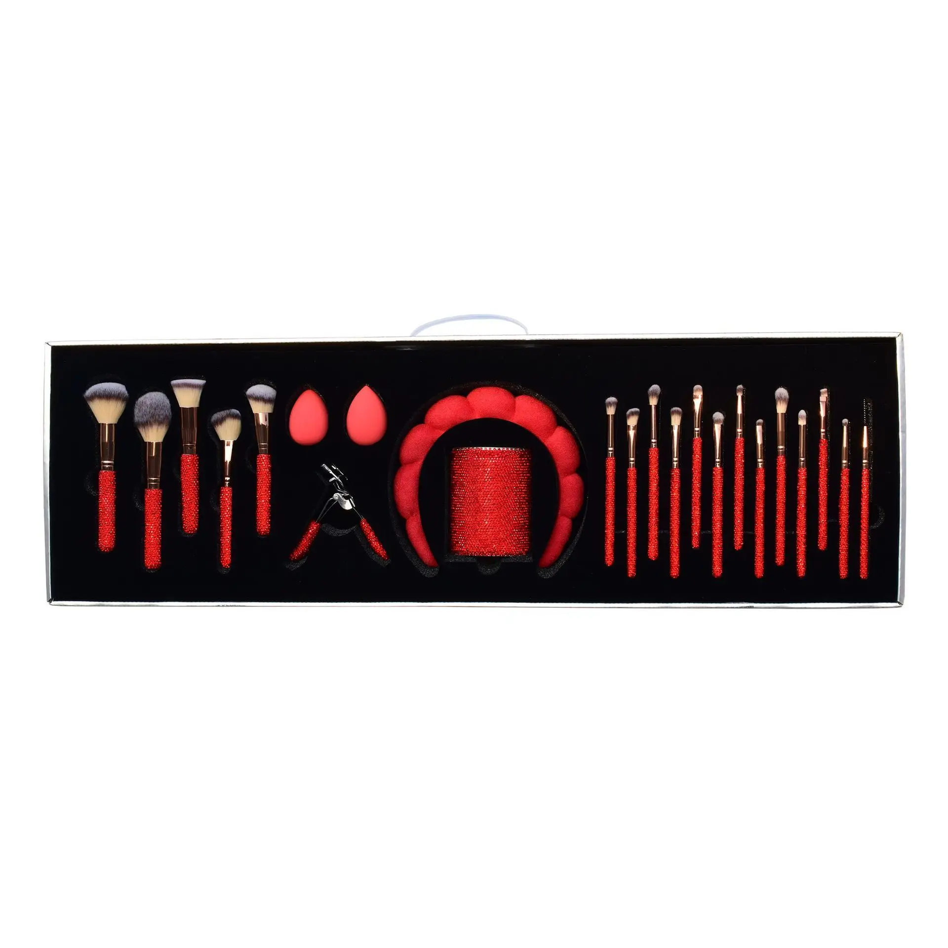 Professional Private Label Makeup Brush Set Rhinestone Makeup Brush Set Eye Shadow Opp Bag Synthetic Hair Lipstick Set