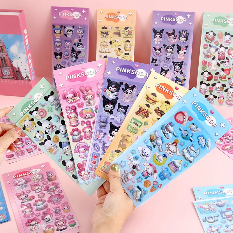 20/60/100pcs Sanrio Sticker Cute Cartoon Cinnamoroll Kuromi My Melody Sticker Decals Material Stationery Wholesale Kids Toys