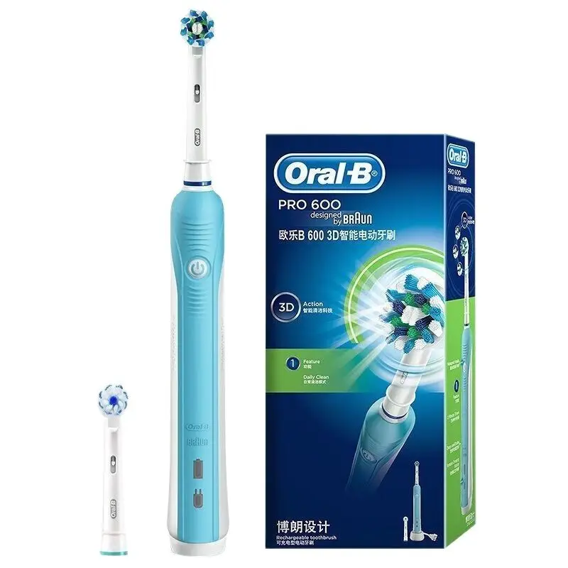 Перезаряжаемая электрическая зубная щетка Oral-B Pro600 3D с режимом глубокой очистки Функция нежной уборки для взрослых