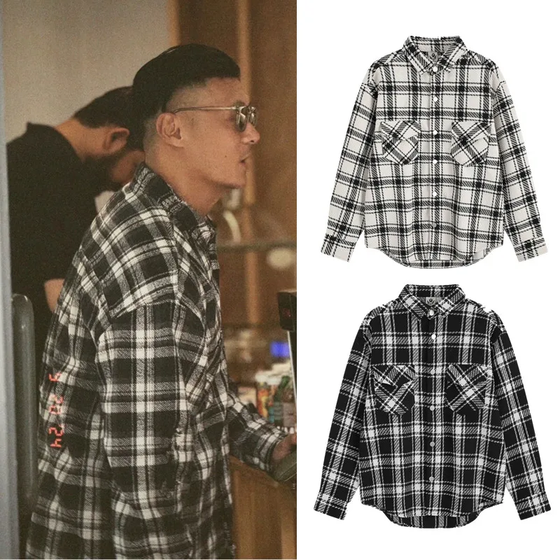 

Новая модная клетчатая рубашка с длинными рукавами для мужчин, весенне-осенняя винтажная повседневная свободная верхняя одежда из дышащего полиэфирного волокна