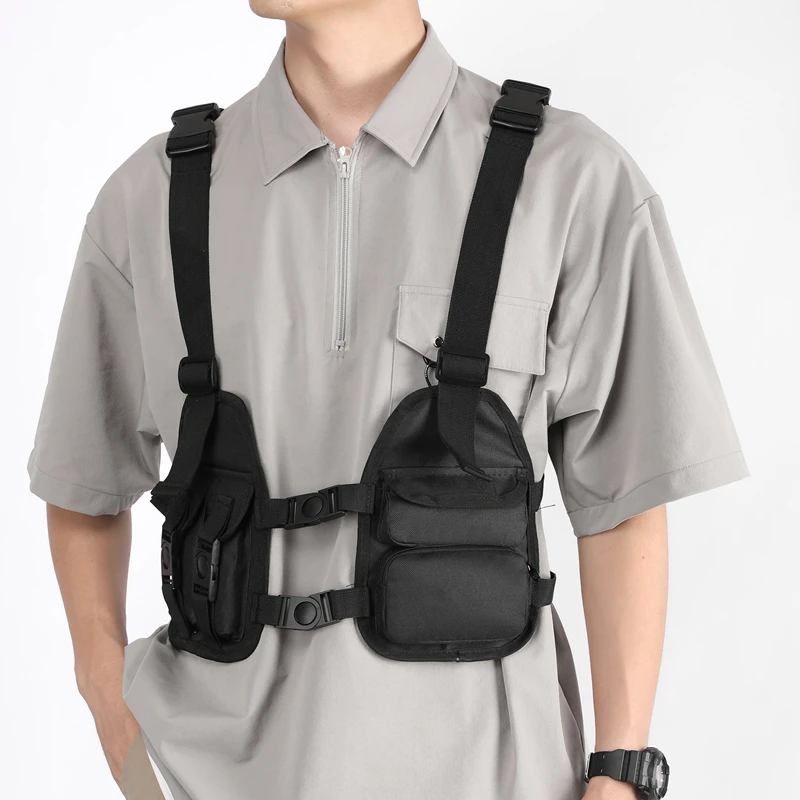 

Hip-hop Streetwear Men Chest Bags Unisex Multi-pocket Vest Backpacks 2024 New Fashion Tactical Chest Rig Bag Male Sport Vest Bag