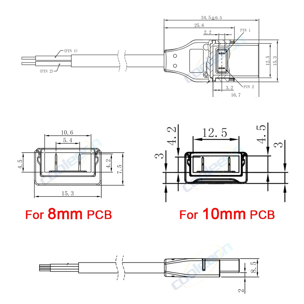 2Pin IP67 wodoodporne LED COB złącze paska dla bez lutowania L na czczo łączącymi 8mm 10mm PCB pojedynczy kolor IP67 IP68 taśma LED