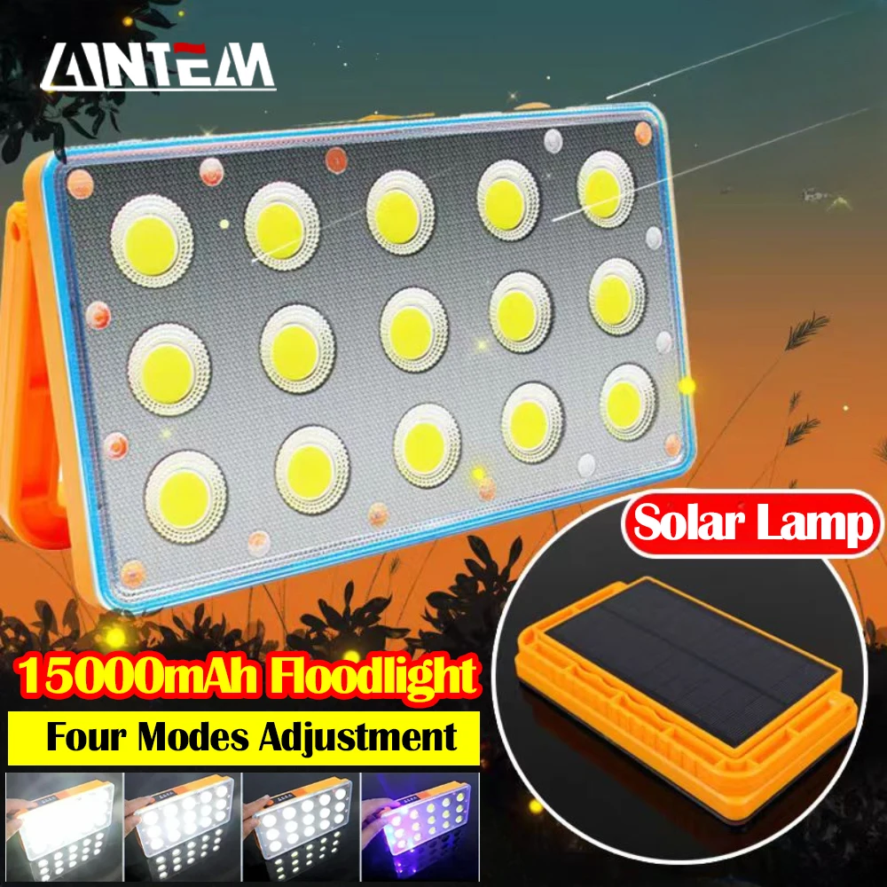 Camping Lantern 15000mAh High Solar Rechargeable LED Working Tent Light Powerful Flashlight Power Bank Repair Emergency Lamp