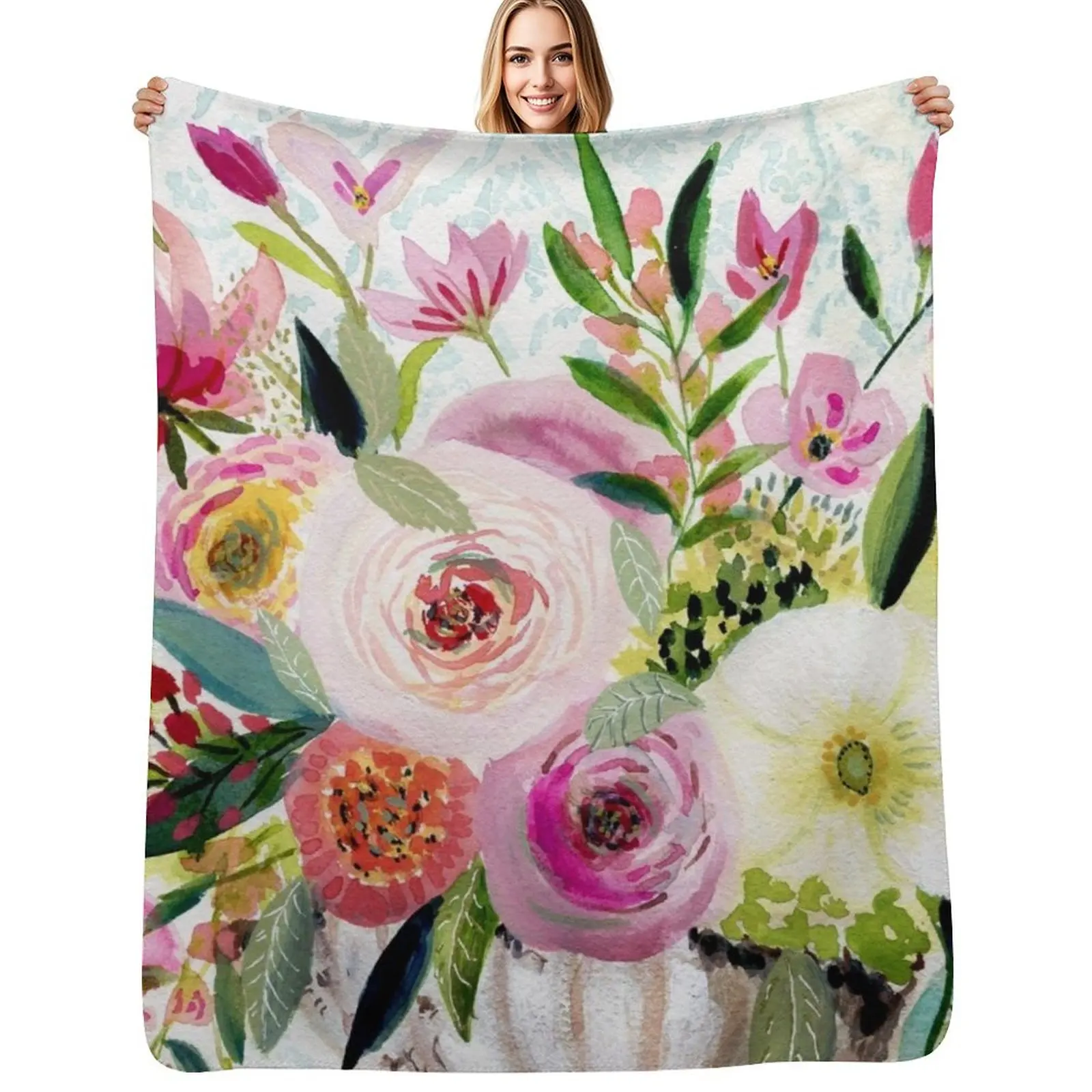 Dance of Flowers Throw Blanket Cozy Home Blanket Gift for Christmas Holiday